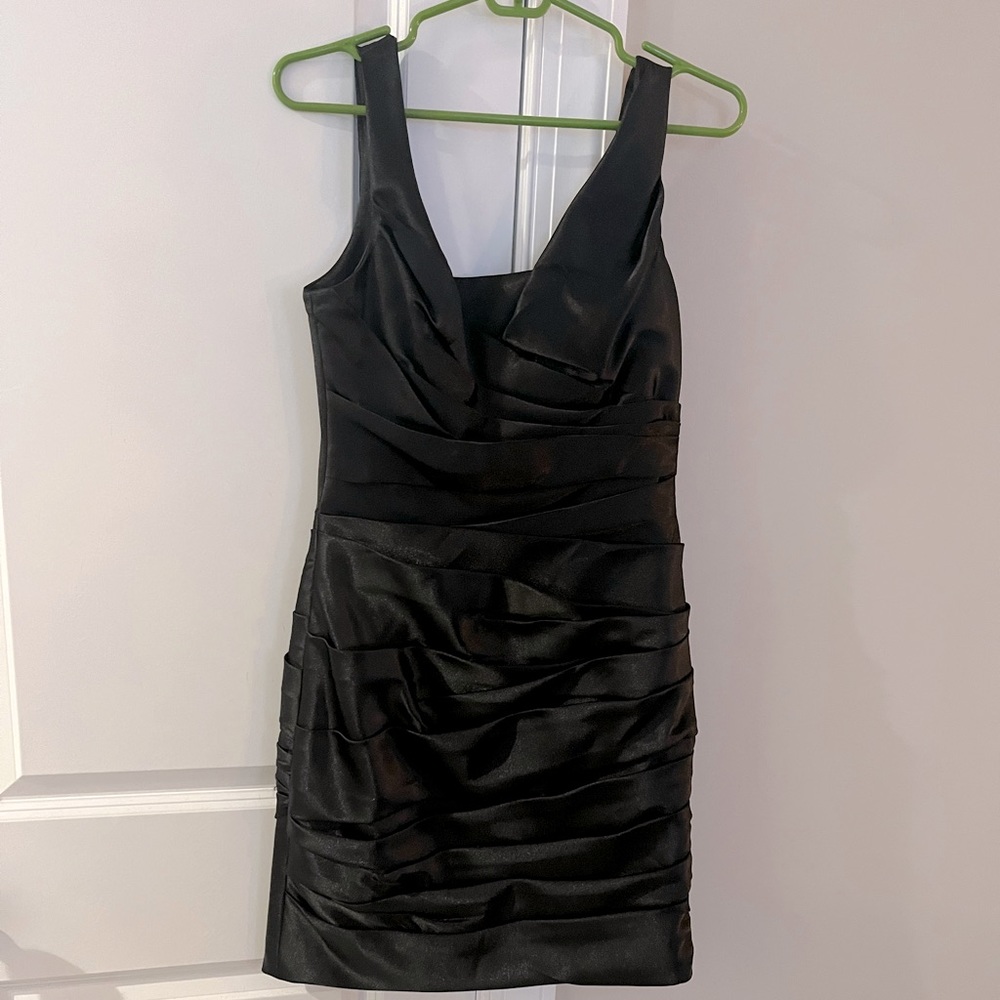 White House Black Market Ruched Black Dress